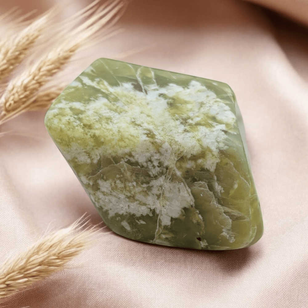 Green hue Serpentine crystal for chakra healing