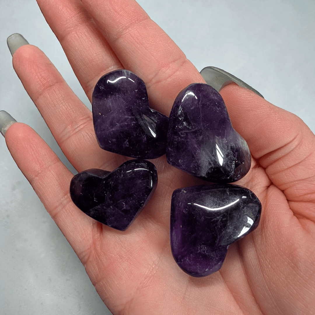 crown chakra crystal Amethyst heart  for higher self connection available at zen collection metaphysical store