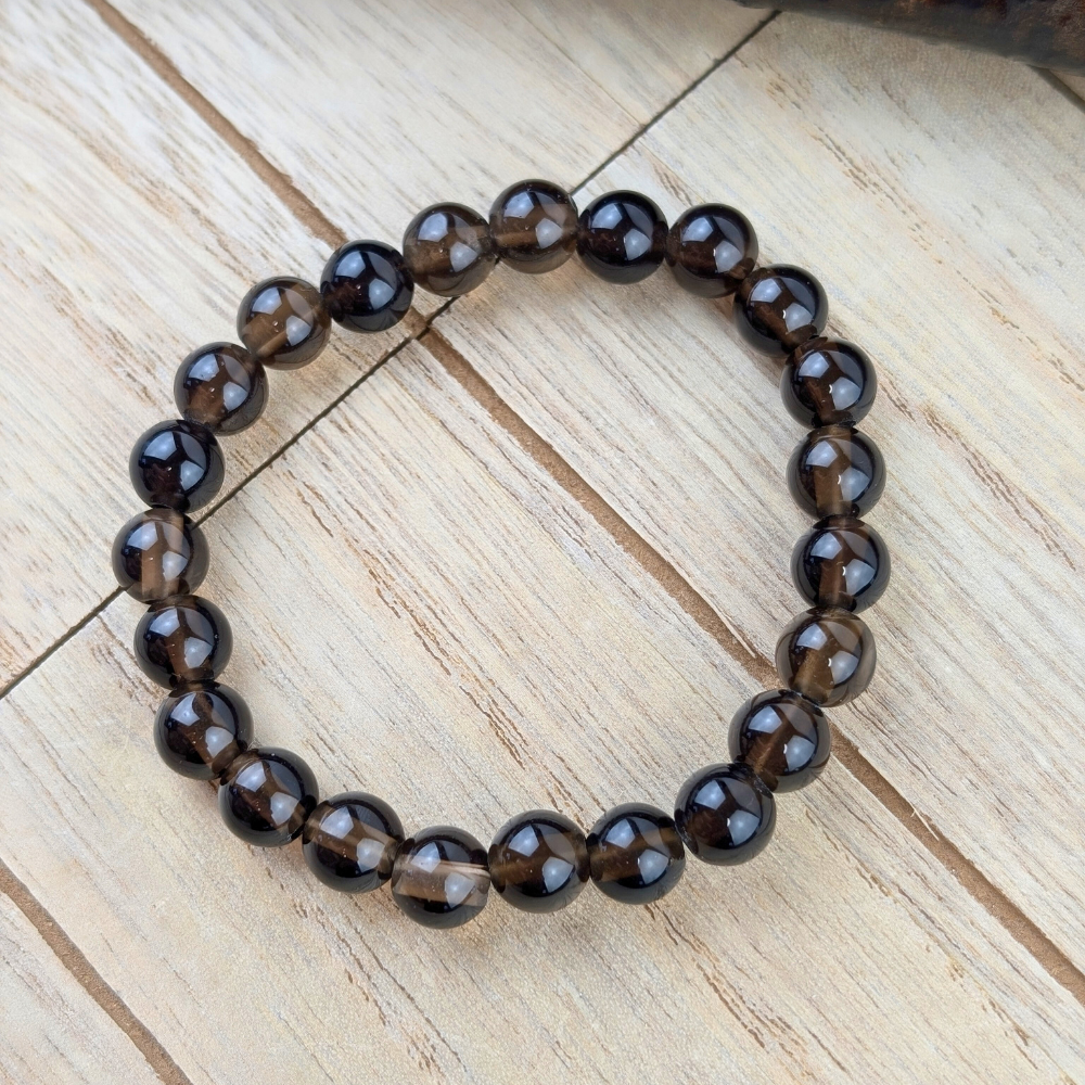 Smoky quartz bracelet with 8mm beads