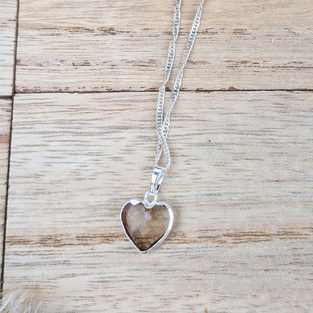 Smoky Quartz Heart Necklace styled for everyday wear.