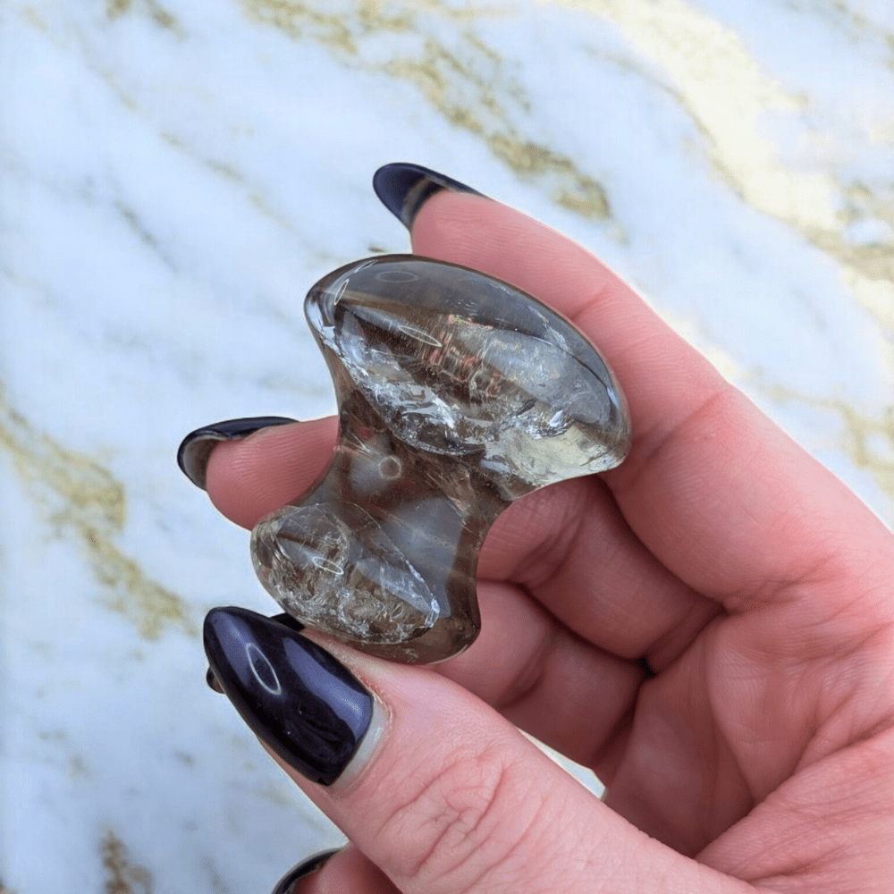 Hand-carved Smoky Quartz massager from a Canadian metaphysical store