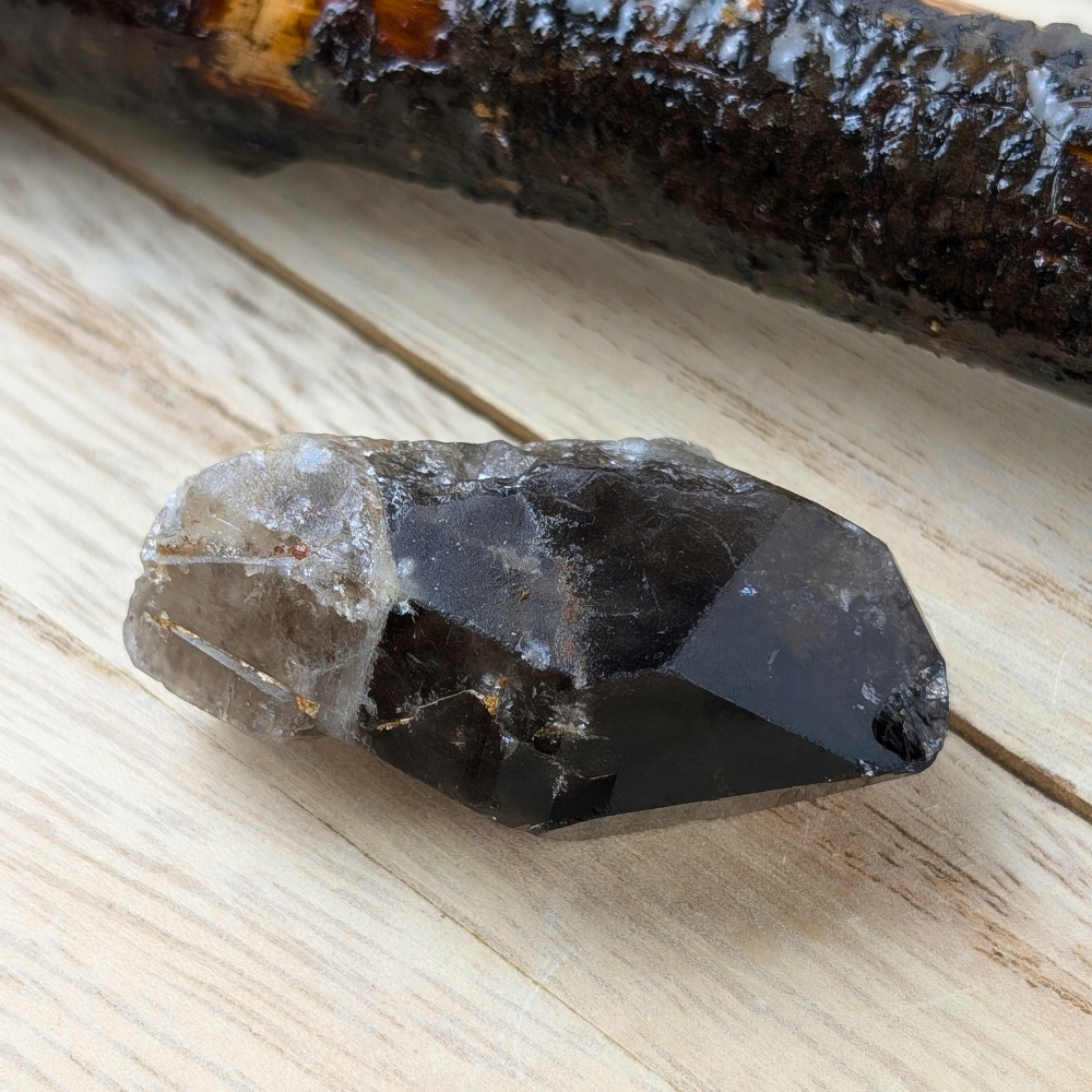 Smoky Quartz crystal point for grounding and energy clearing