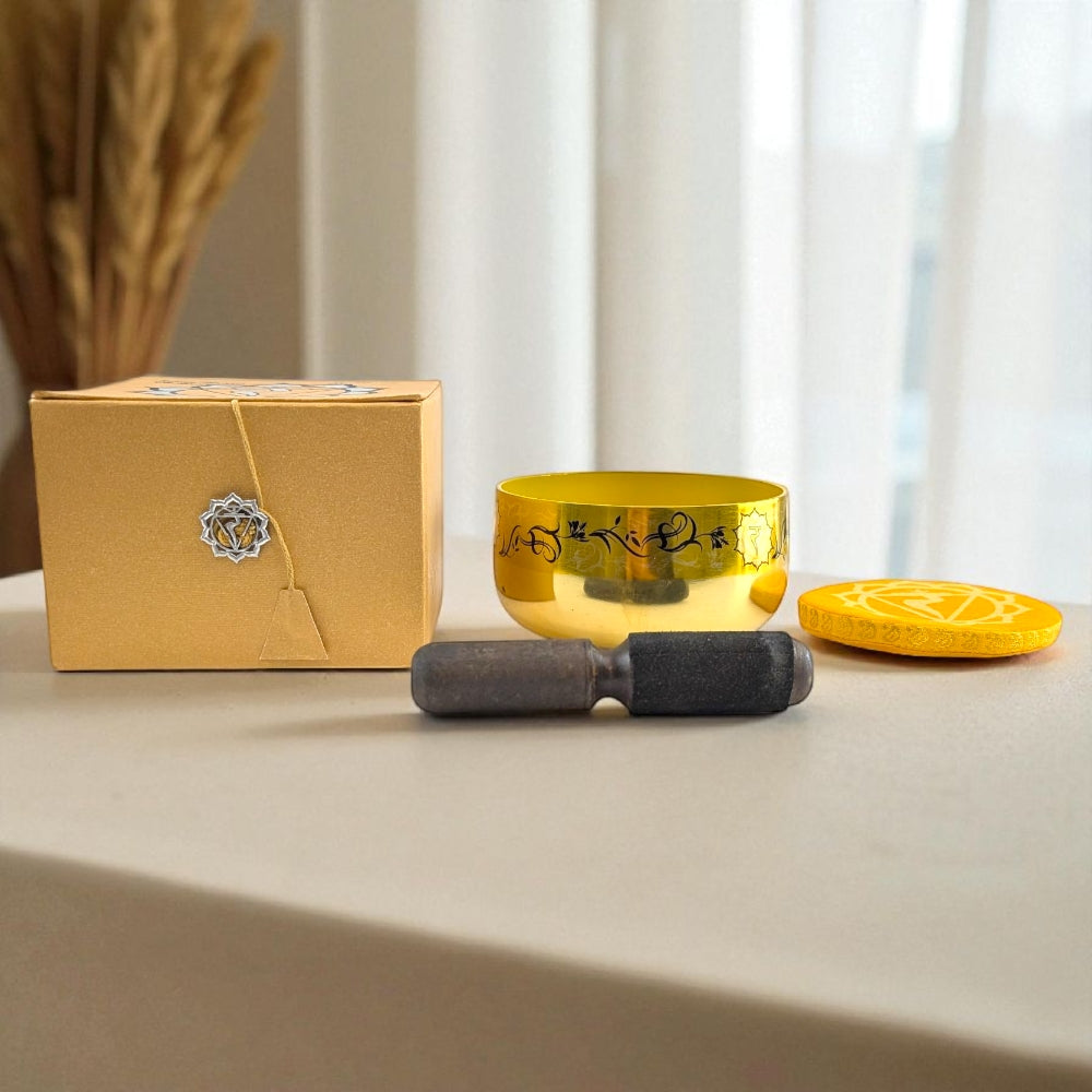 Solar Plexus Chakra yellow singing bowl available at zen collection crystal shop near me Barrie