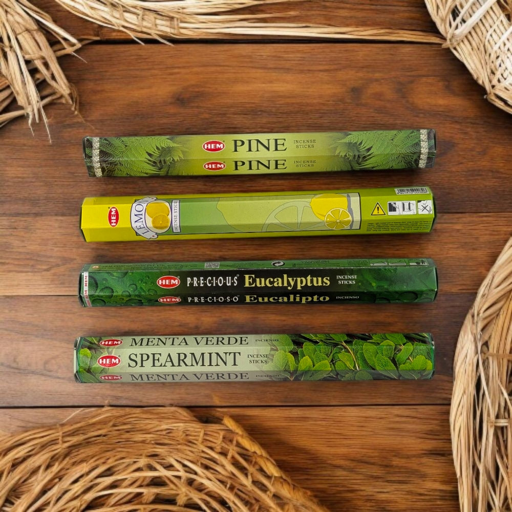 Spring Cleaning Incense Set – Lemon, Pine, Eucalyptus & Spearmint for Cleansing & Fresh Energy