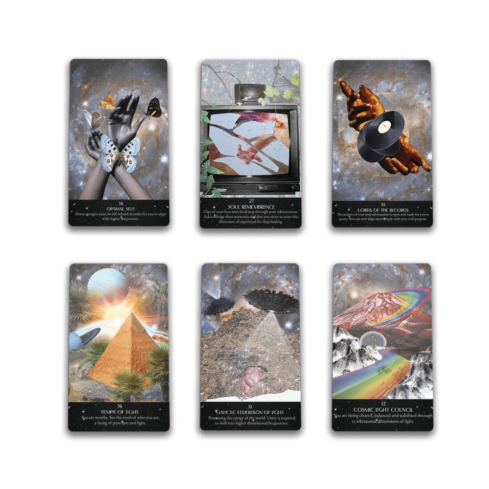 Starlight Frequencies Oracle deck displayed on a table
