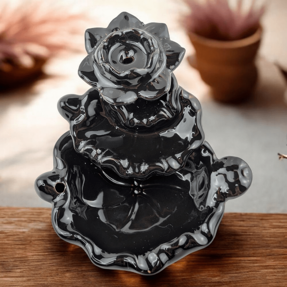 Temple incense burner with ash-catching base
