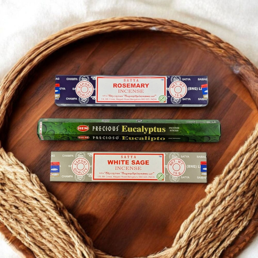 Throat Chakra Incense Set | Rosemary, Eucalyptus & Sage