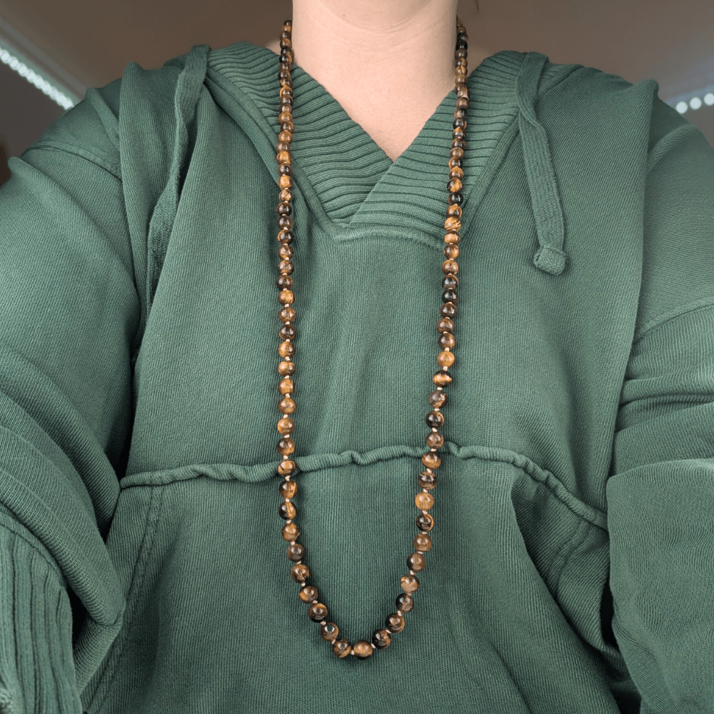 Hand-knotted Tiger’s Eye mala necklace