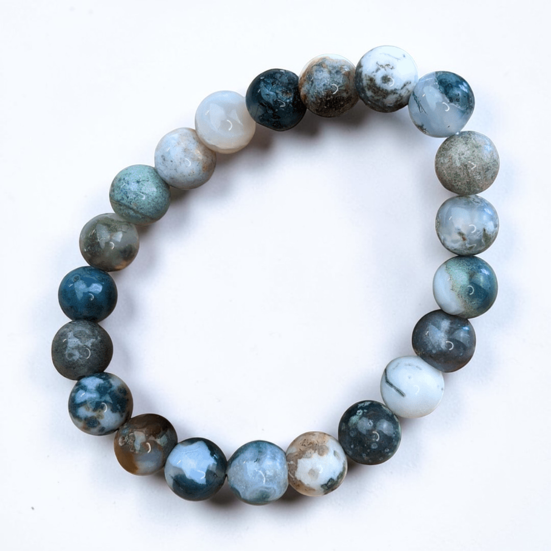 Tree agate beaded bracelet for root chakra support