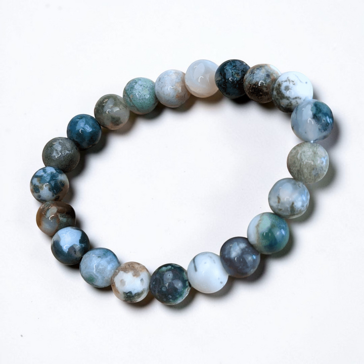 Tree agate beaded bracelet for root chakra support