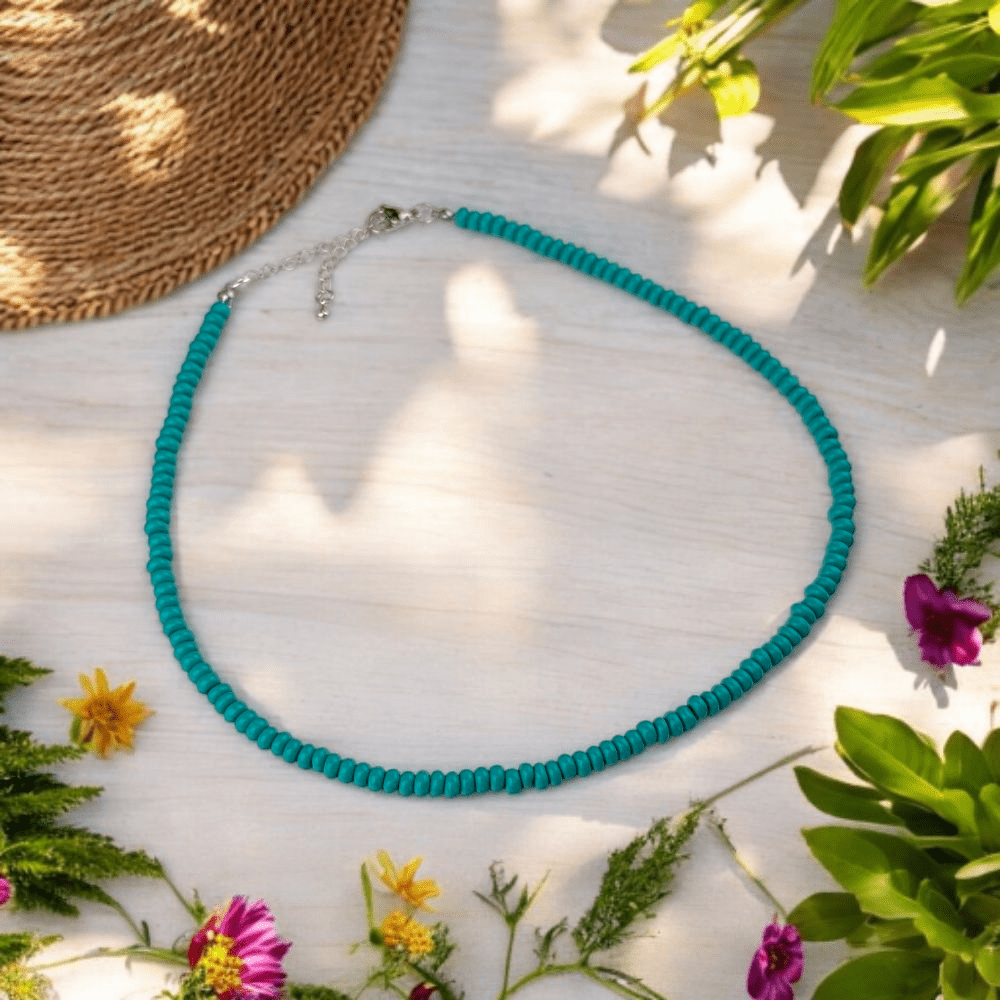 turquoise seed bead choker