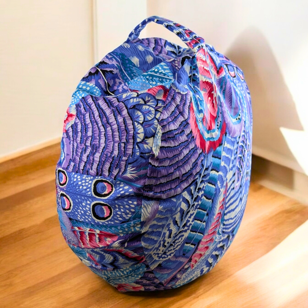 Close-up of feather-pattern meditation cushion