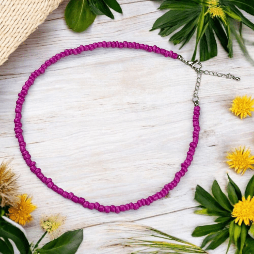 9-piece pink beaded set choker bracelets anklets