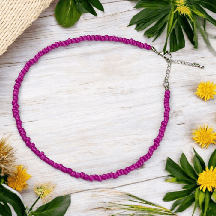 9-piece pink beaded set choker bracelets anklets