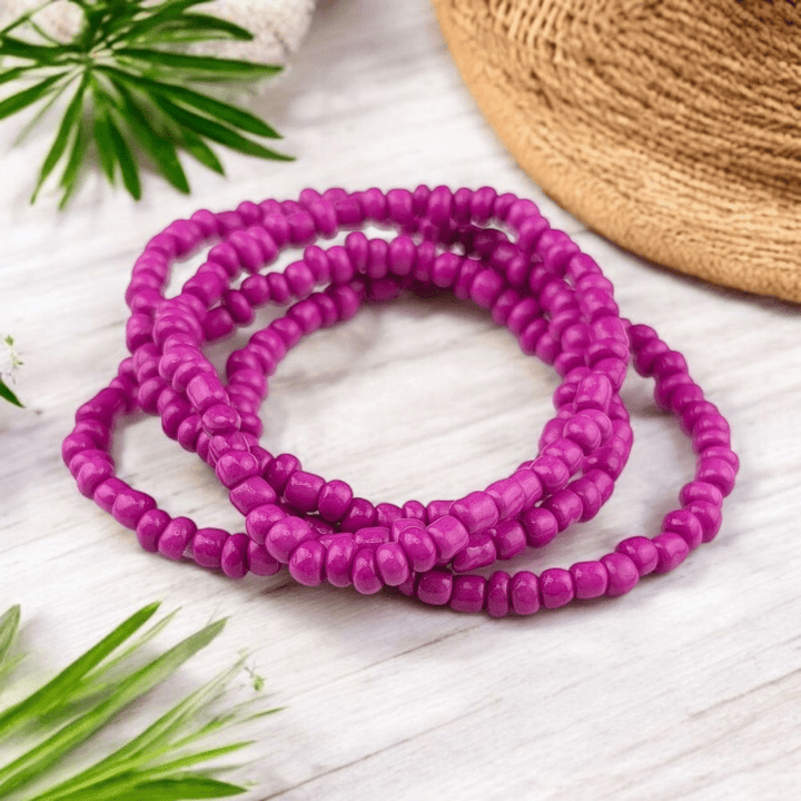 pink seed bead bracelet set of 4
