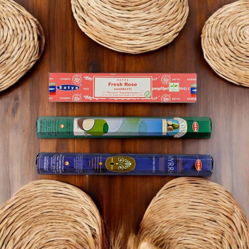 Zodiac Incense Set for Water Signs – HEM Coconut, Myrrh &amp; Satya Fresh Rose