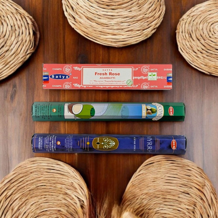 Zodiac Incense Set for Water Signs – HEM Coconut, Myrrh &amp; Satya Fresh Rose
