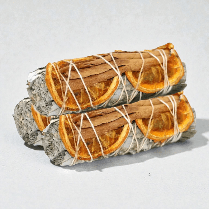 White Sage Cinnamon and Orange Bundle available at Zen Collection crystal store in Barrie. Shop in-store now or online