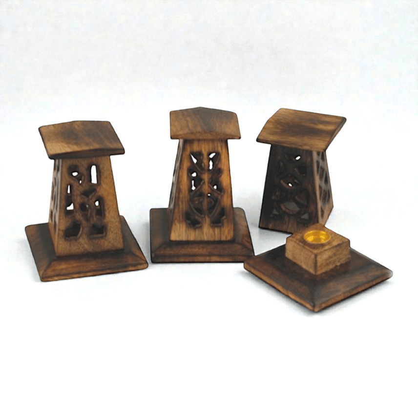 wooden cone incense holder with cutout vents. Shop with Zen Collection spiritual store in Barrie. Shop in-store or online now.