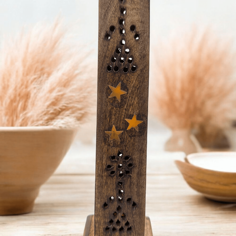 Hand-carved incense holder for cones and sticks