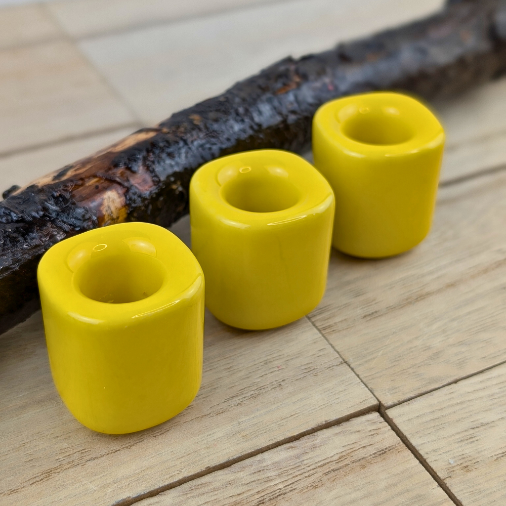 Yellow chime candle holder for uplifting spiritual practices