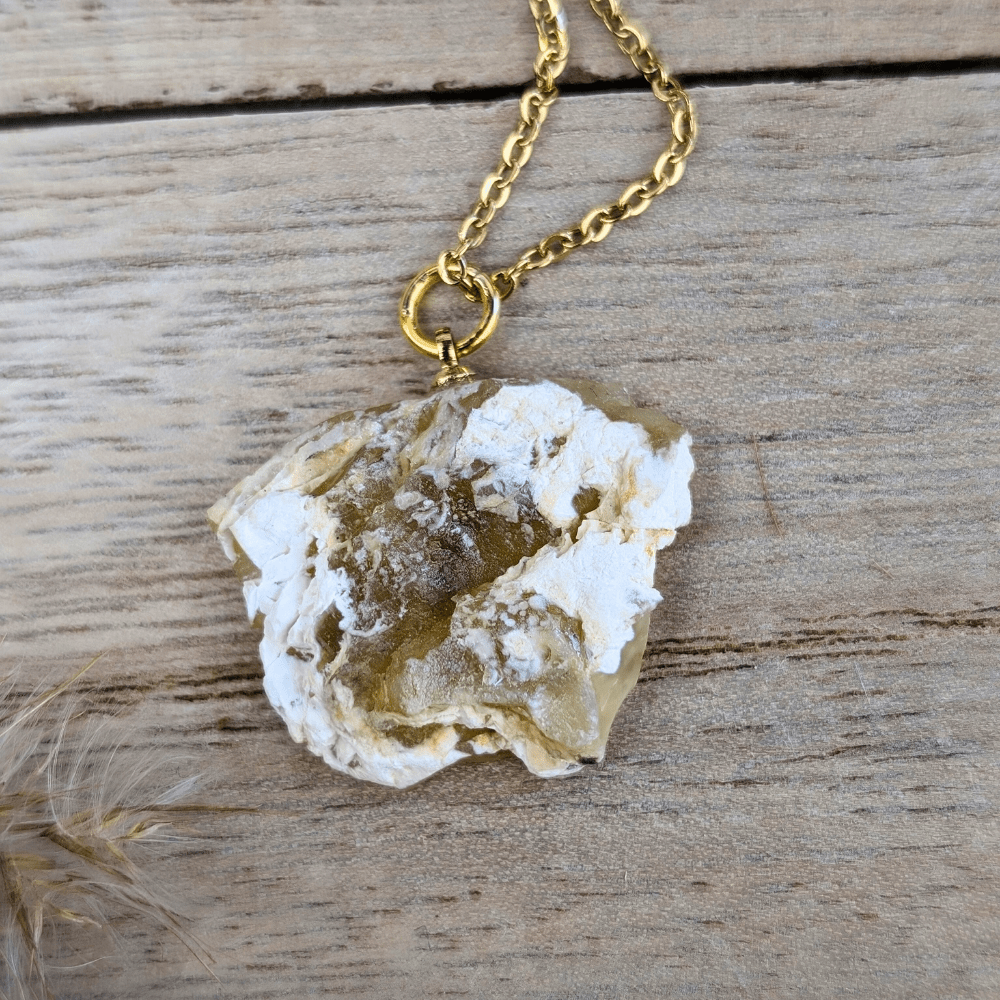 Gold-tone chain featuring a vibrant Yellow Opal stone pendant.