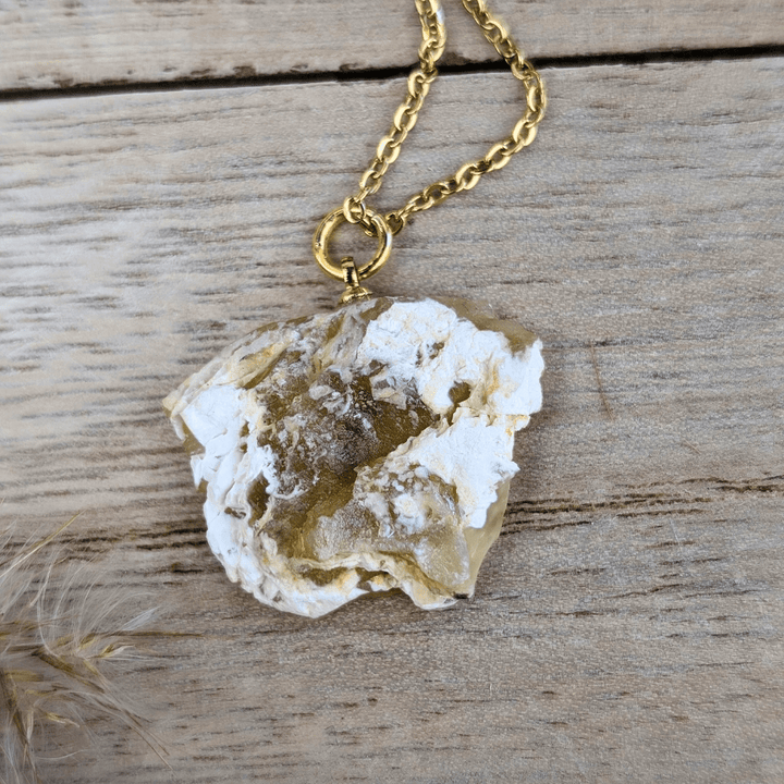 Gold-tone chain featuring a vibrant Yellow Opal stone pendant.
