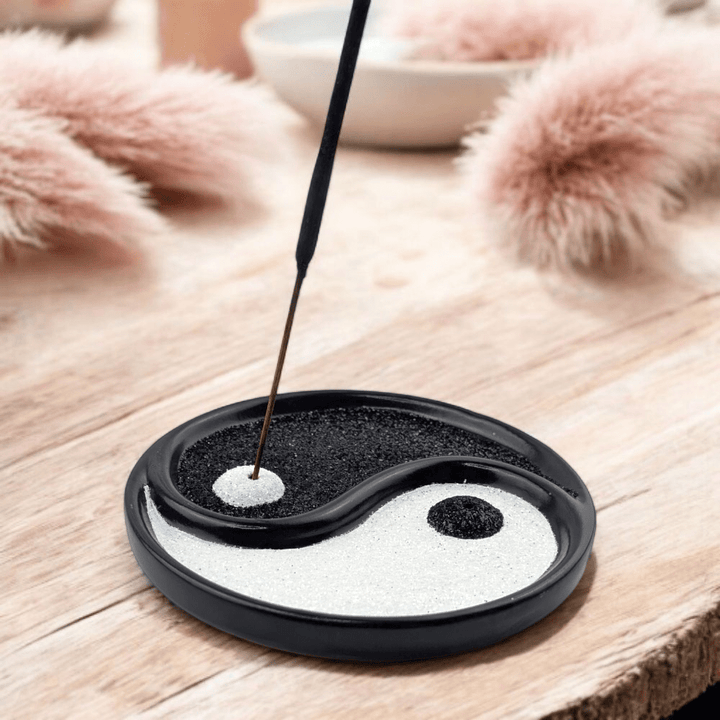 Yin Yang incense burner with glitter finish