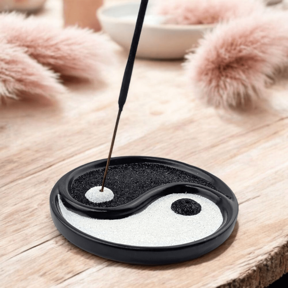 Yin Yang incense burner with glitter finish