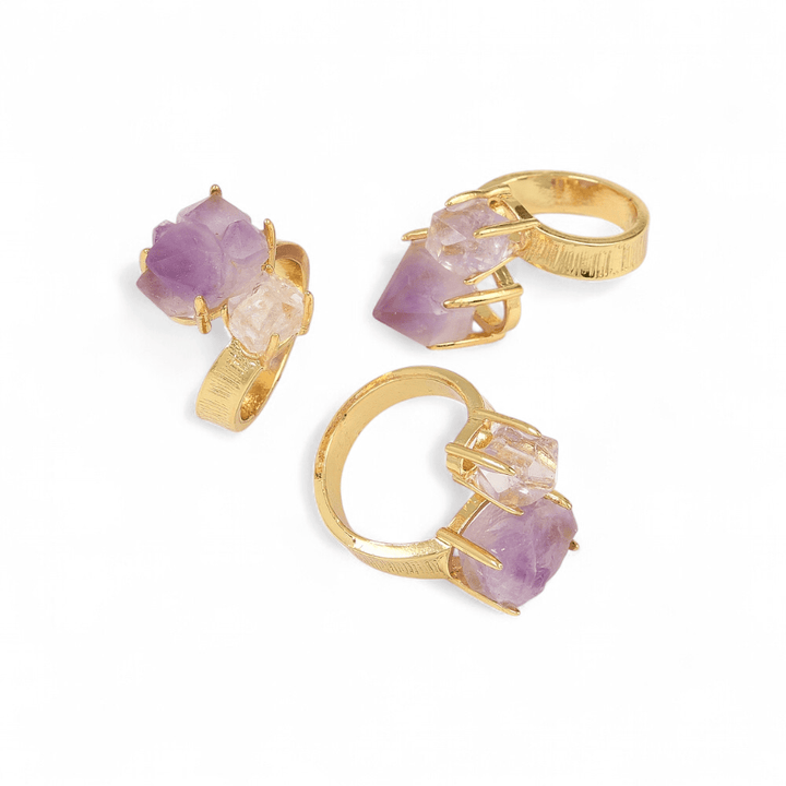 Amethyst and Clear Quartz Crystal Ring — Amethyst Clear Quartz crystal ring — Zen Collection metaphysical store Barrie Ontario