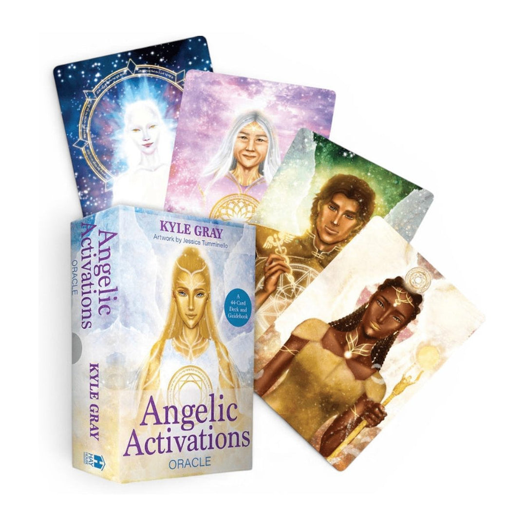 Angelic Activations Oracle deck box by Kyle Gray, with four cards