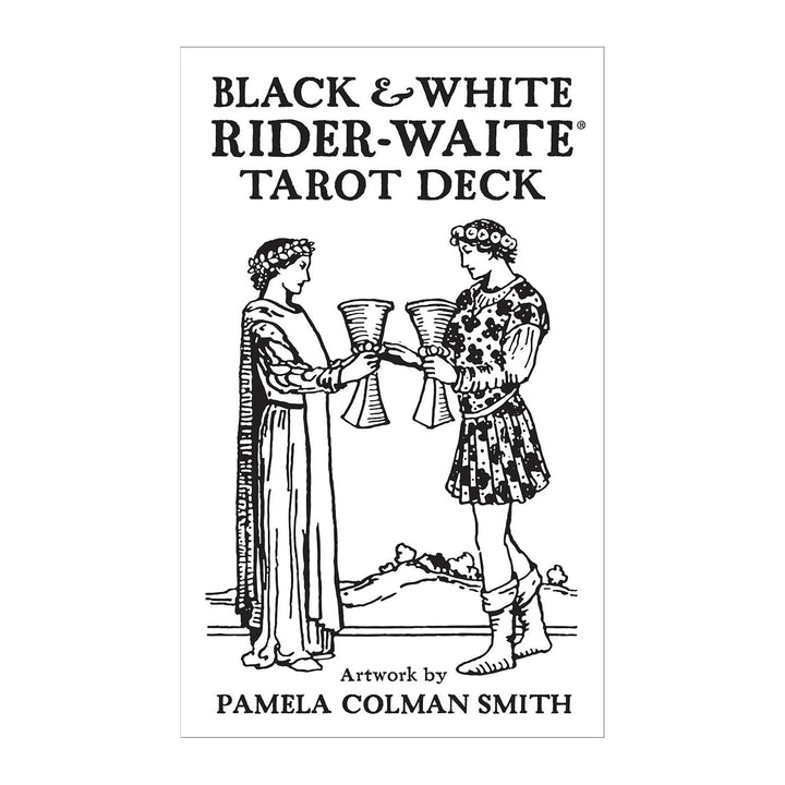 Black &amp; White Rider-Waite Tarot Deck box front, artwork by Pamela Colman Smith