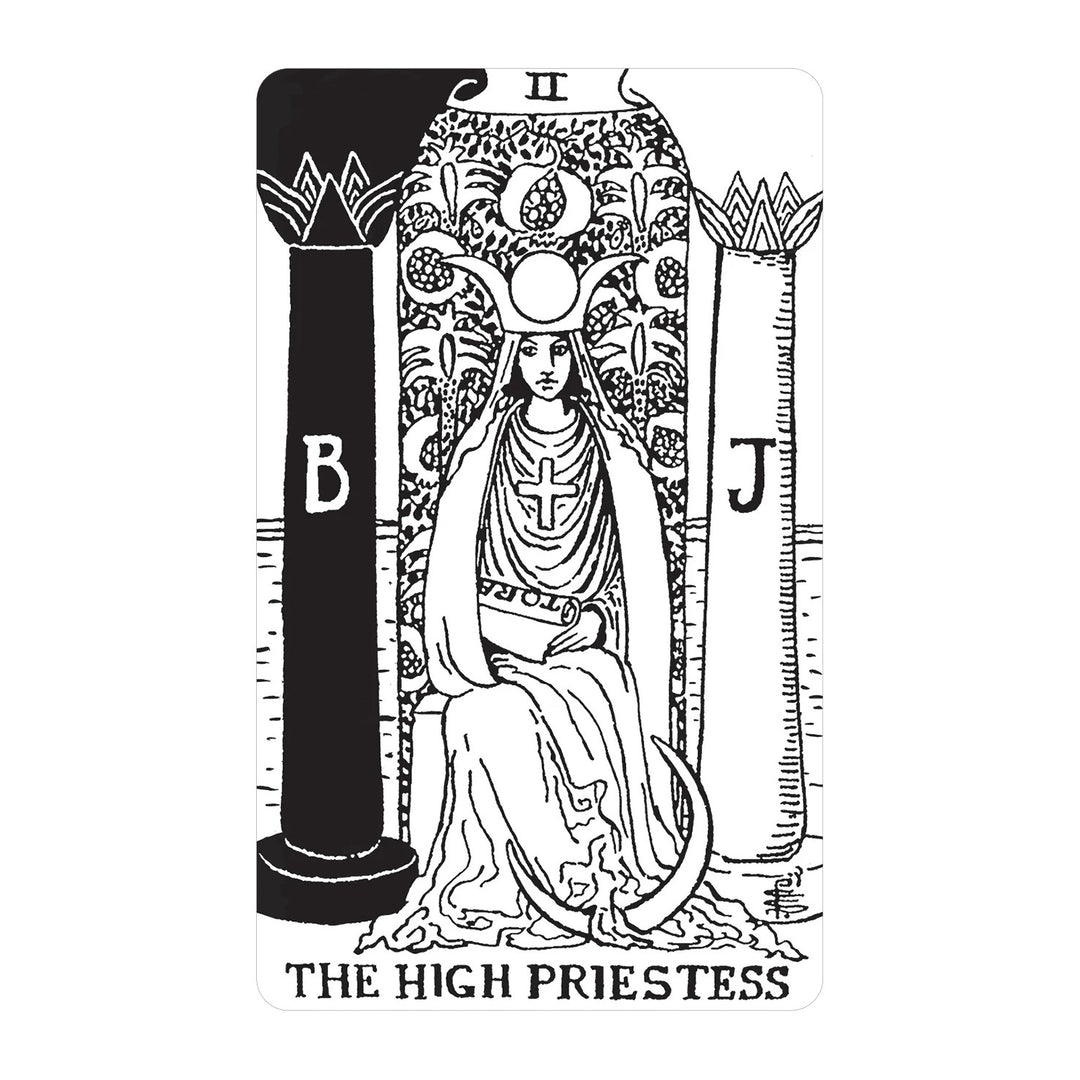 The High Priestess card from the Black &amp; White Rider-Waite Tarot Deck