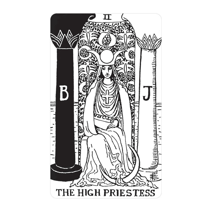 The High Priestess card from the Black &amp; White Rider-Waite Tarot Deck