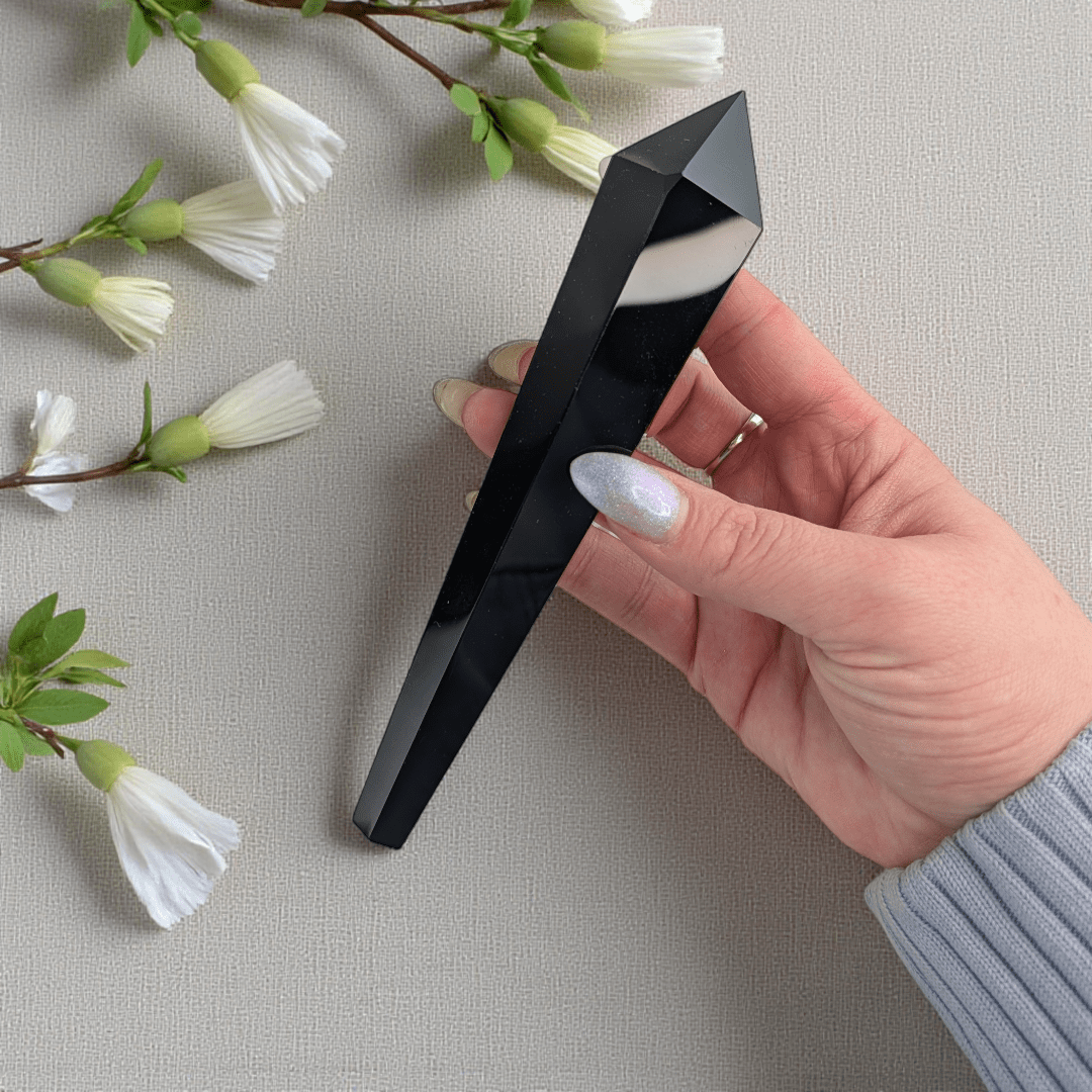 Canadian crystal shop black obsidian wand root chakra protection 