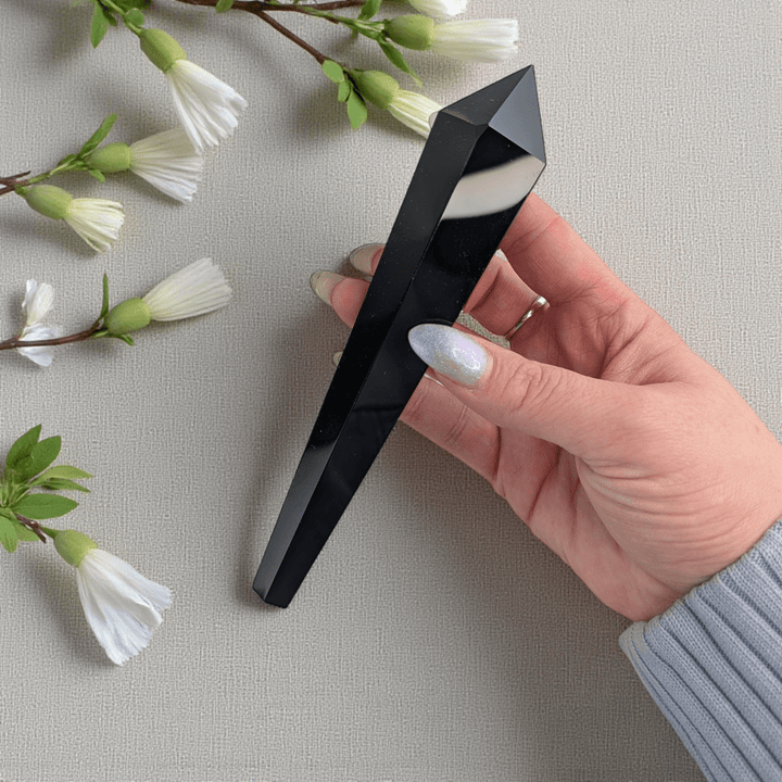 Canadian crystal shop black obsidian wand root chakra protection 