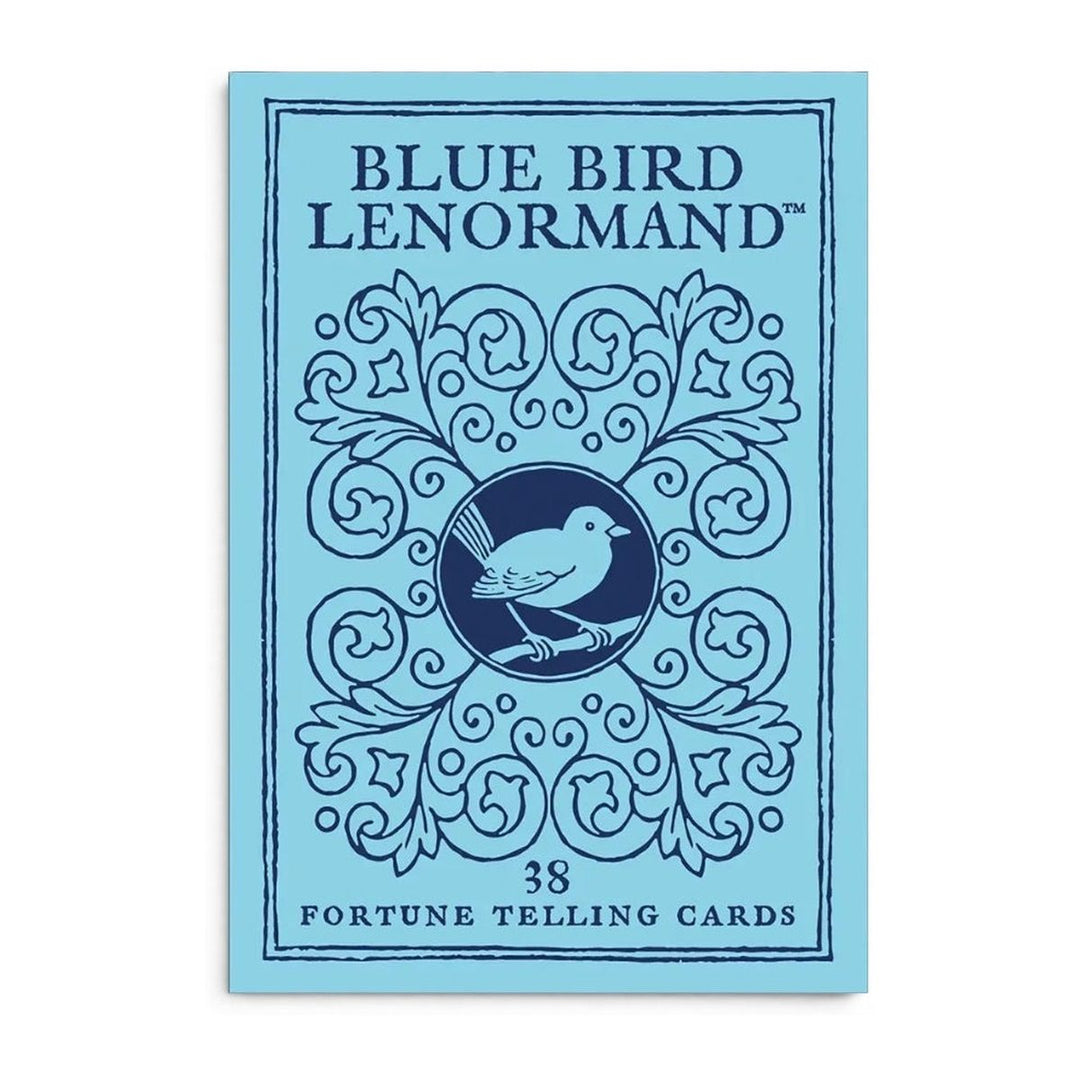 Blue Bird Lenormand box, with a bird in a blue scroll design