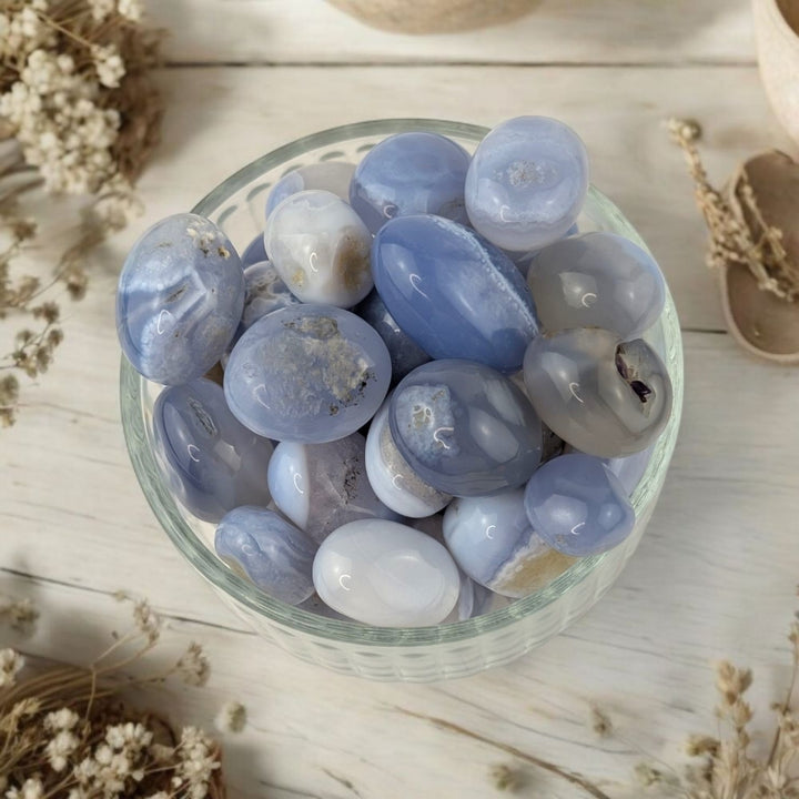  blue lace agate tumble with natural banding
