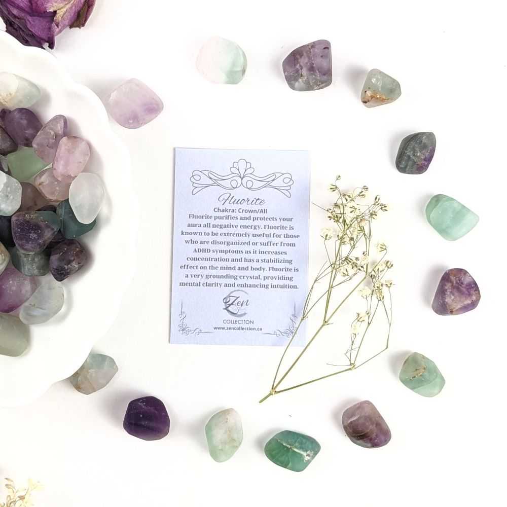 chakra-aligned fluorite stone with muted finish