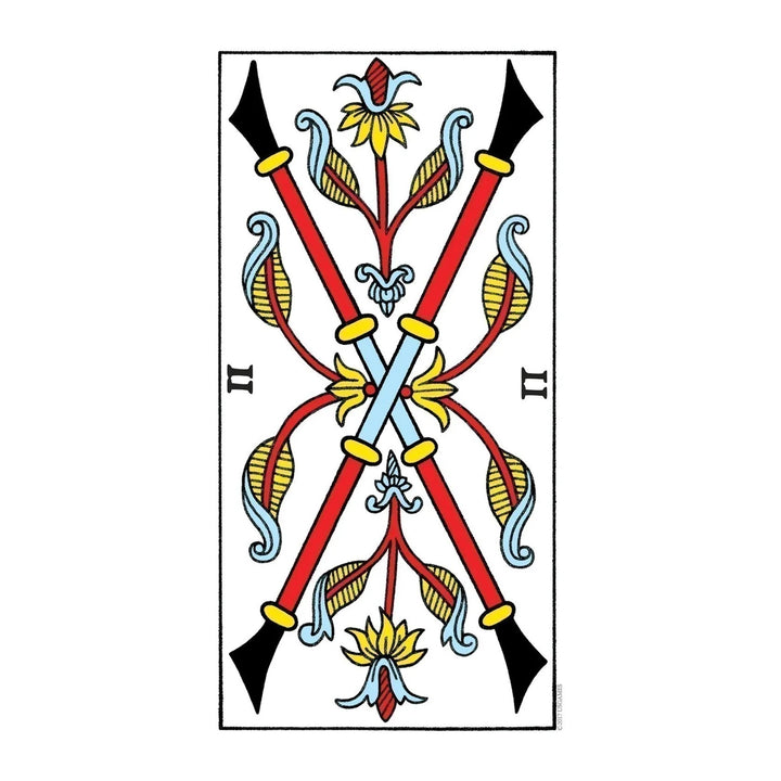 Two of Wands card from the CBD Tarot De Marseille