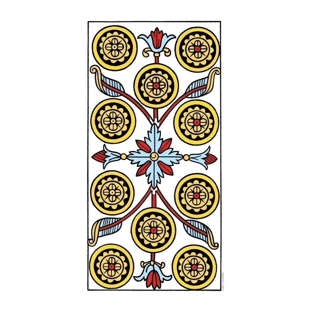 Ten of Coins card from the CBD Tarot De Marseille