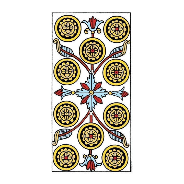 Ten of Coins card from the CBD Tarot De Marseille