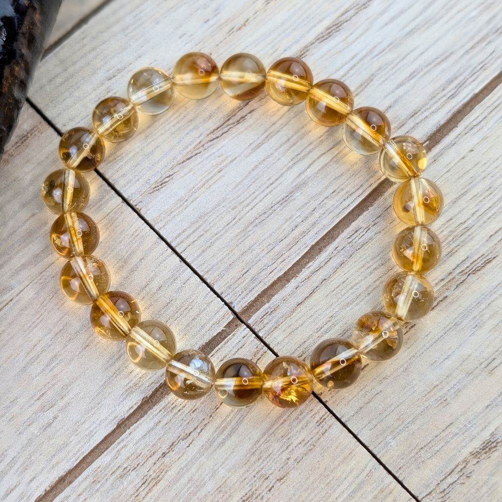 Citrine bracelet with 8mm golden beads