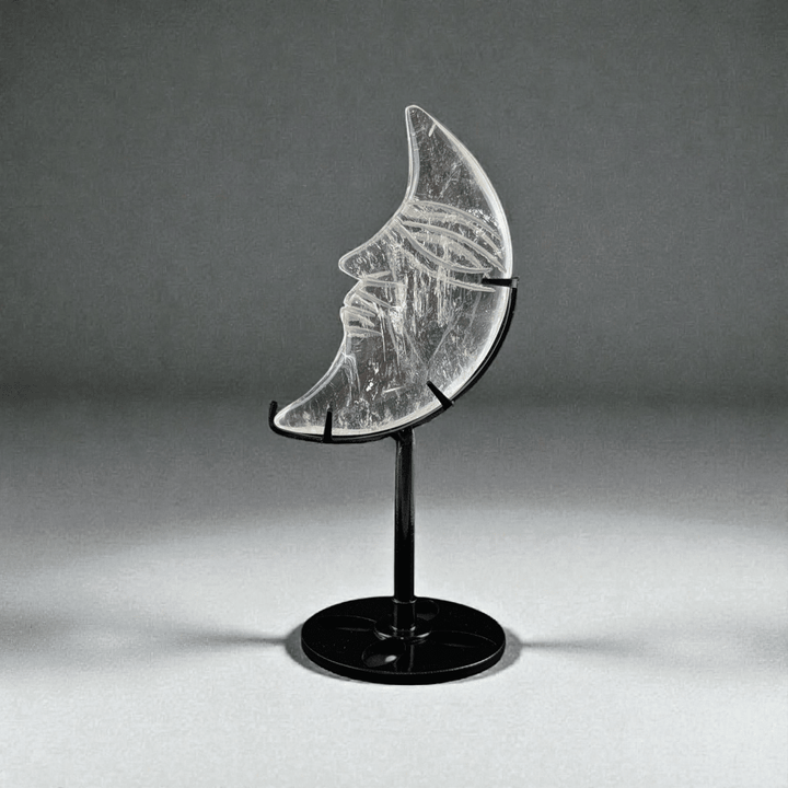 crown chakra clear quartz moon carving available at Zen Collection Metaphysical Store in Barrie. Shop in-store or online