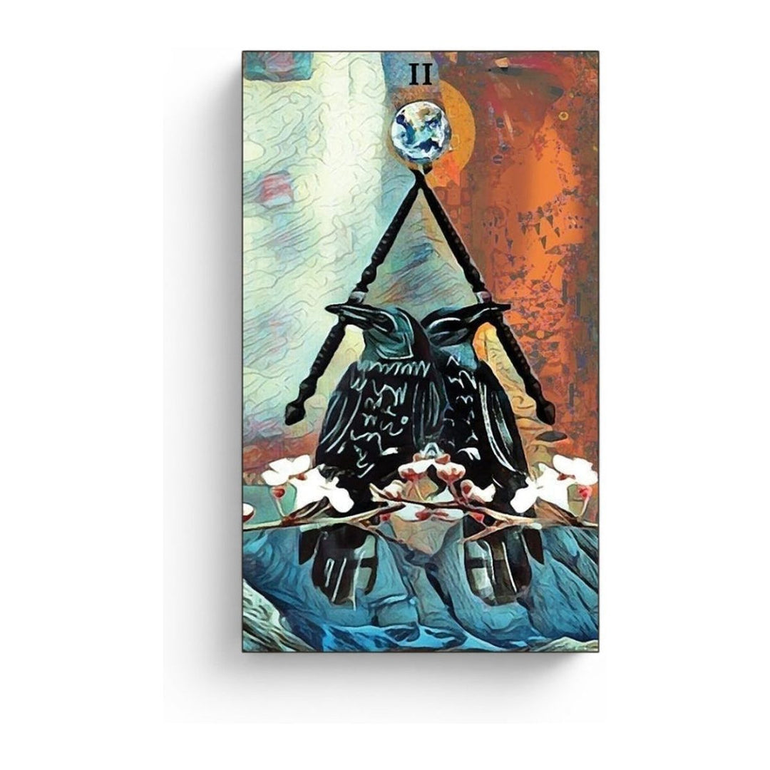 Two of Swords card from Crow Tarot