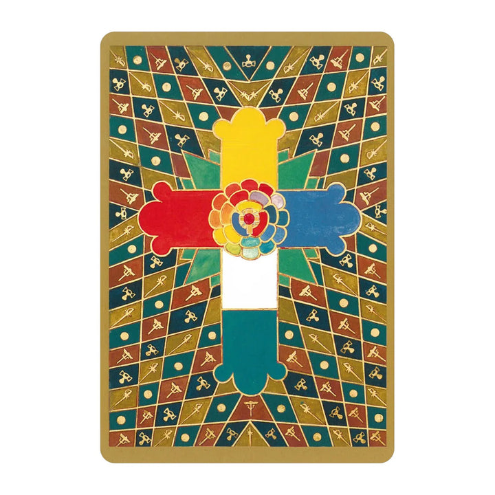 Card back of the Crowley Thoth Tarot Premier Edition, with a rose cross design