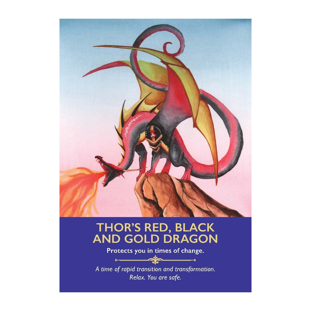 Thor’s Red, Black and Gold Dragon card from the Dragon Oracle Cards