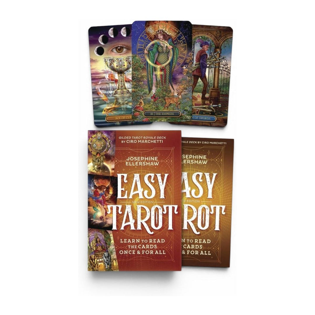 Easy Tarot box and book by Josephine Ellershaw, with three cards