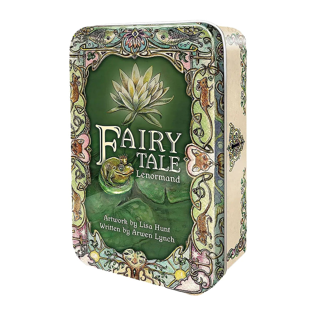 Fairy Tale Lenormand tin, artwork by Lisa Hunt, written by Arwen Lynch