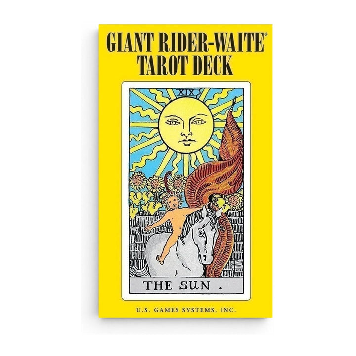 Giant Rider-Waite Tarot deck box, with The Sun card on the front